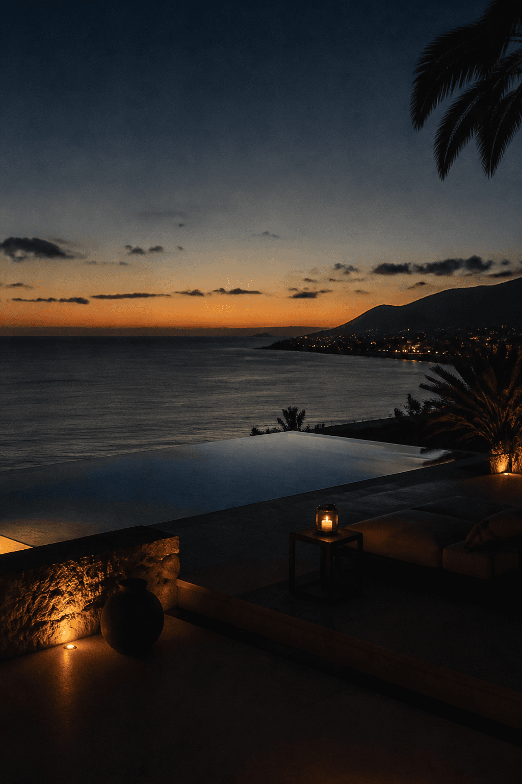 The Mediterranean coast at dusk